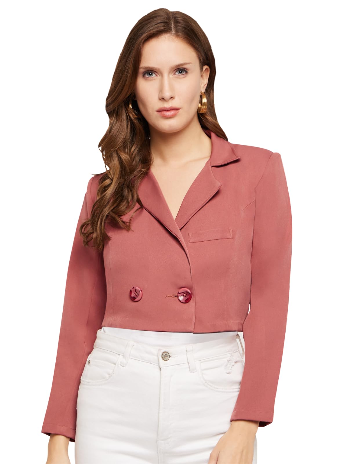 martini get high ! Martini Women Western | Tailored Fit | Stretchable | Crop | Easy Wash | Work Wear Blazer (Pink, Size : S to XL)-picture-22