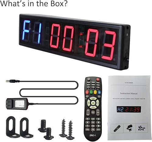 Miniatura 5 de Reloj de gimnasio de intervalo grande para entrenamientos Tamaño 20x4.7 pulgadas. Operado por control remoto