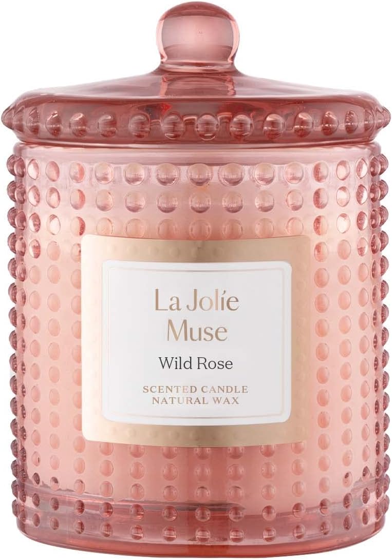 La Jolíe Muse Rose Scented Candle, Rose Noir & Oud Candles for Home Scented, Candle for Valentine's Day, Natural Soy Candles, 75 Hours Long Burning, 285g