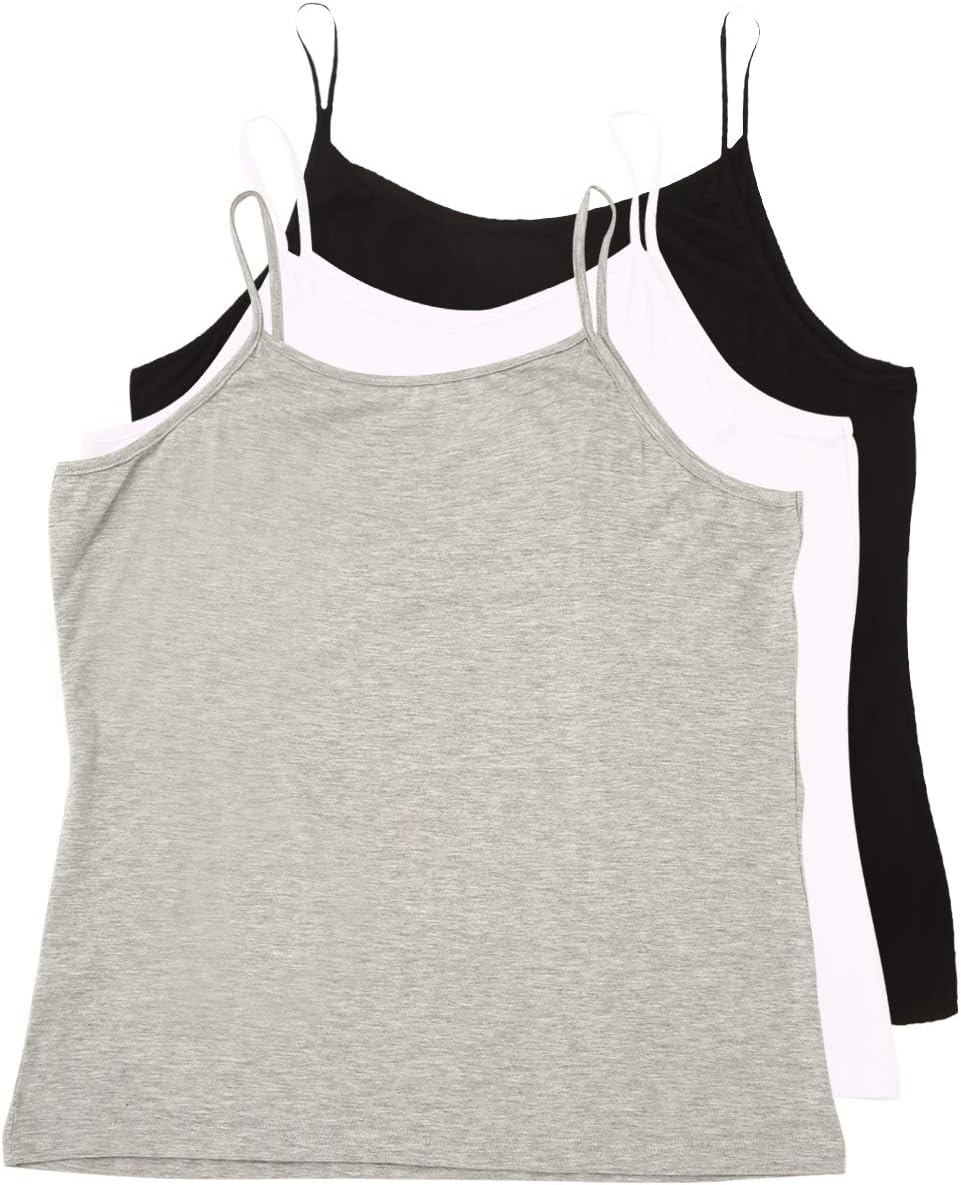 VIKIDEER 3 Pack Camisole for Women Plus Size Basic Undershirt Spaghetti Strap Cami Tank Top