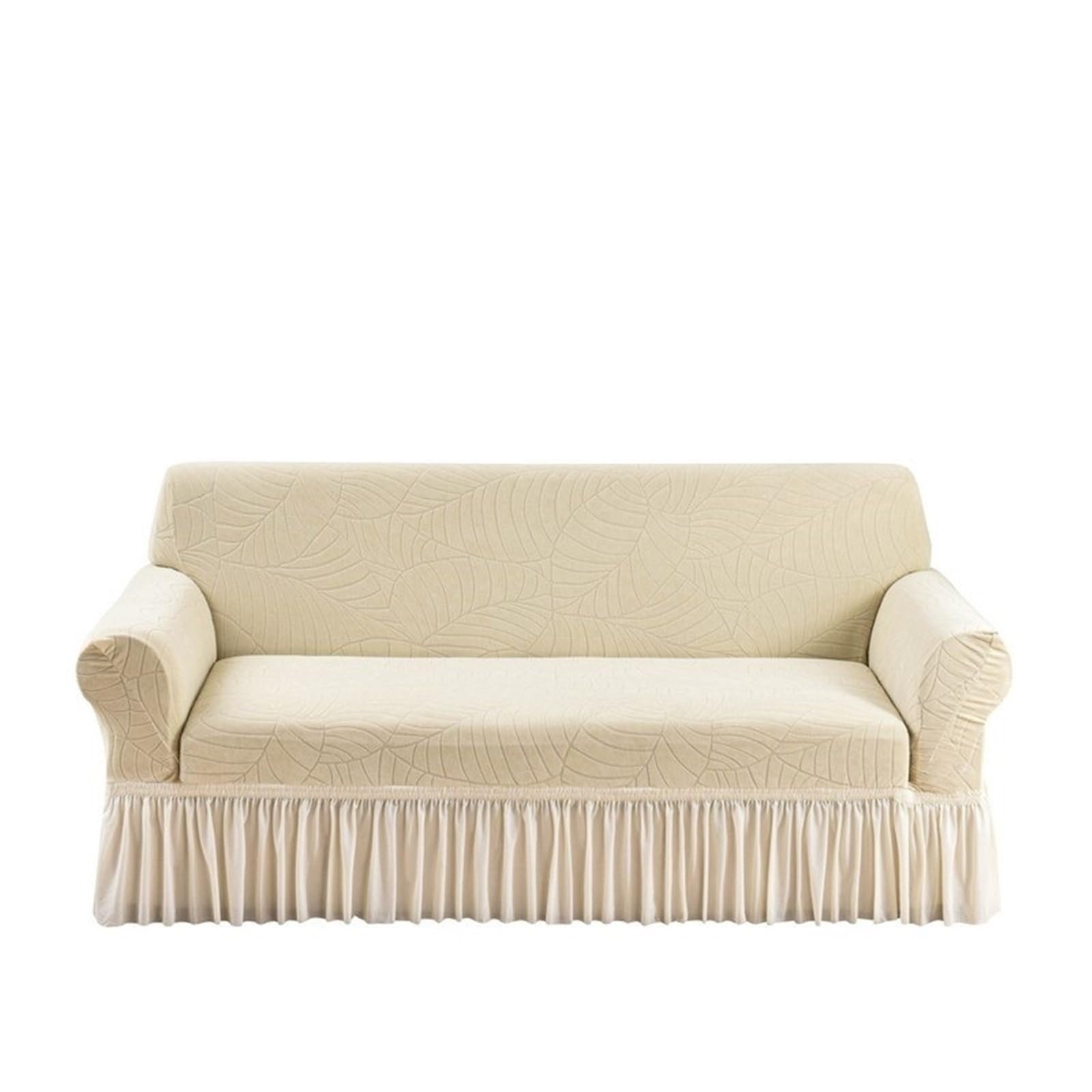 YDYAENIO Sofa Seat Cover with Skirt 1PC Waterproof Stretch Sofa Skirt Cover Adjustable Elastic Slipcovers for Living Room, Hotel(Light yellow,2 seater(145-180cm))