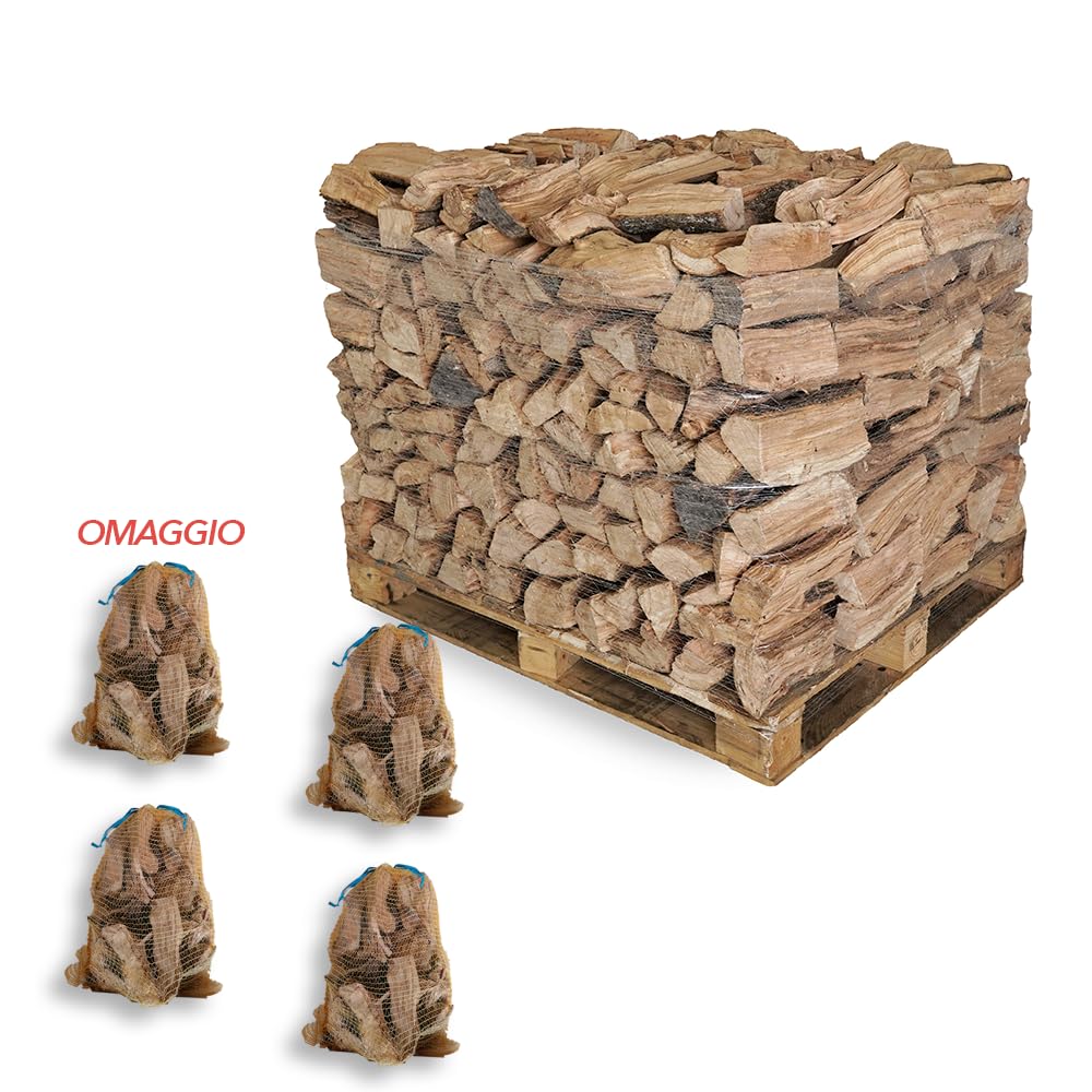 FEMIRO Legna da Ardere di Ulivo per Stufe 25–30 cm su Bancale 700 kg – Legna per Stufa e Camino – 100% Ulivo Made in Italy – In Omaggio 4 Sacchetti di Scaglie di Ulivo Accendifuoco