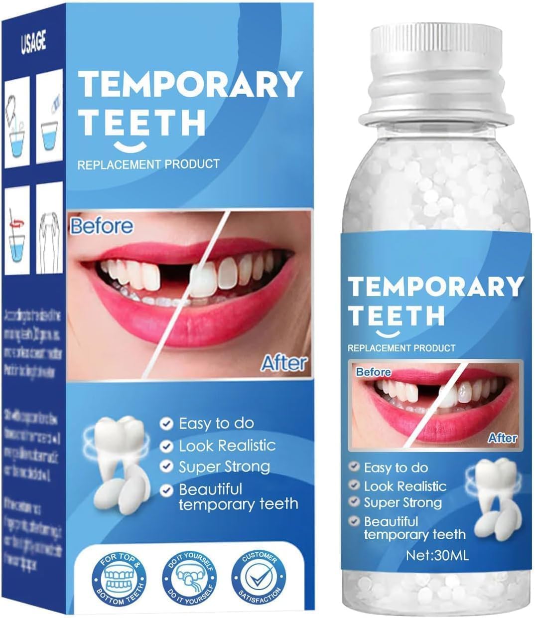 Temporary Tooth Repair Kits,Dental Repair Denture Repair Beads, Dental Tools for Temporary Fixing Filling, DentalFill Professional Tooth Repair Kit, Teeth repair kit