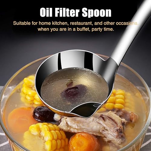 Miniatura 2 de Sopa de acero inoxidable, separador de aceite de sopa, separador de grasa de alimentos, cuchara separadora de grasa, separador de grasa, cuchara de