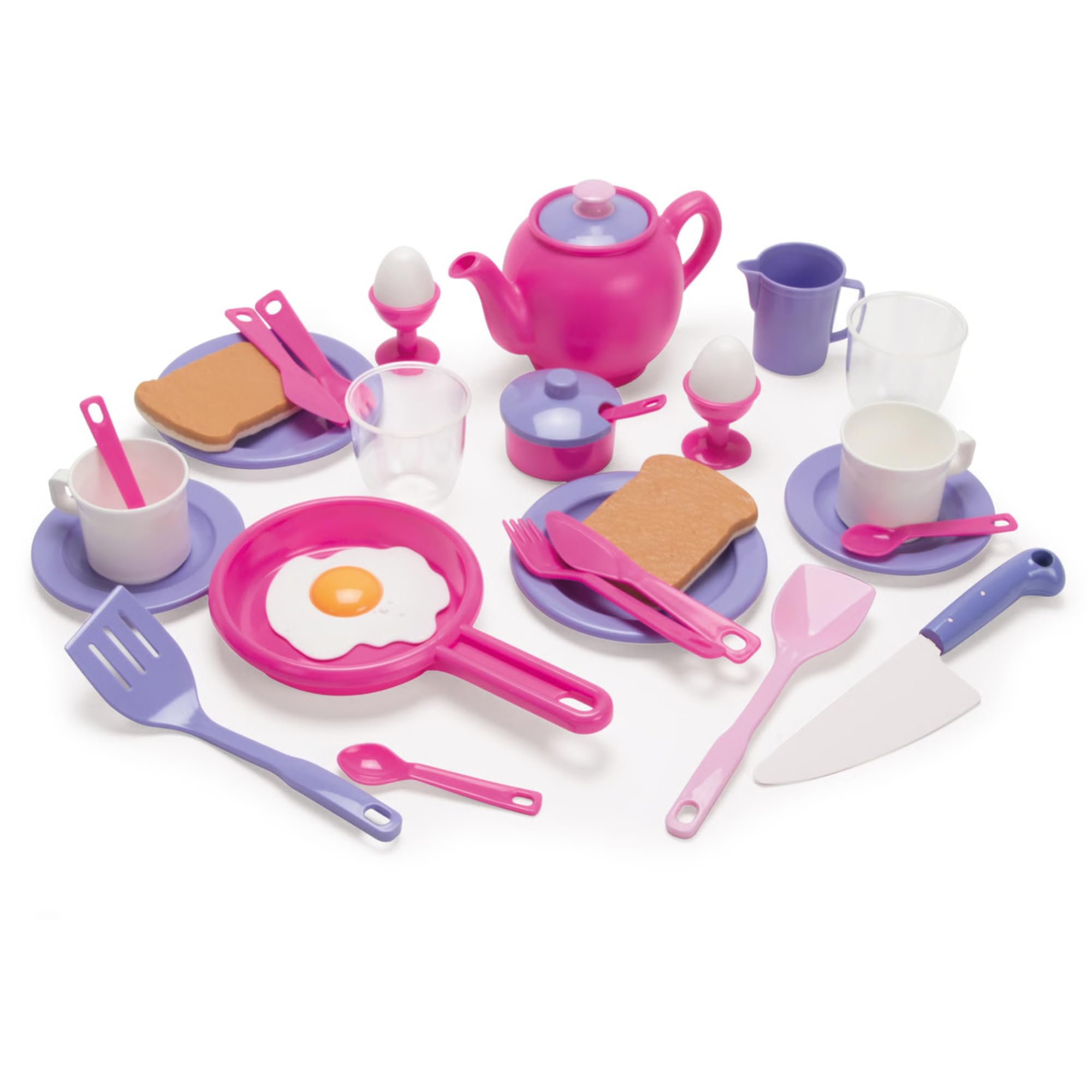 Dantoy Breakfast Set, Role Play Tea and Food with 32 Pieces Pretend Play for Kids – Princess Pink — image 1