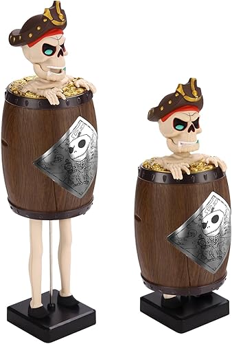 SOMGEM Divertido dispensador de bromas, regalos de broma, extraño capitán pirata en el estuche de madera para decoración del hogar de fiestas,