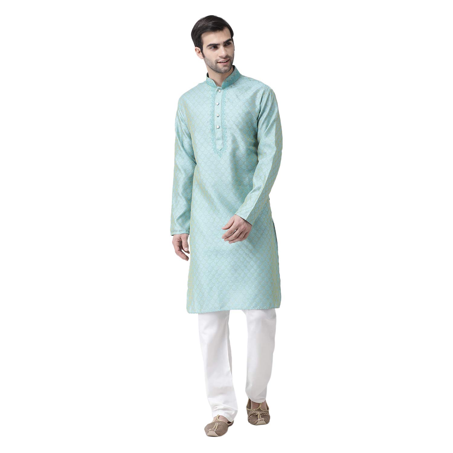sg leman Knee Length Solid Silk Kurta & Pyjama for Men | Textured Jacquard | Long Sleeve | Ethnic Wear for Men | Party and Weeding wear Kurta Set-picture-27