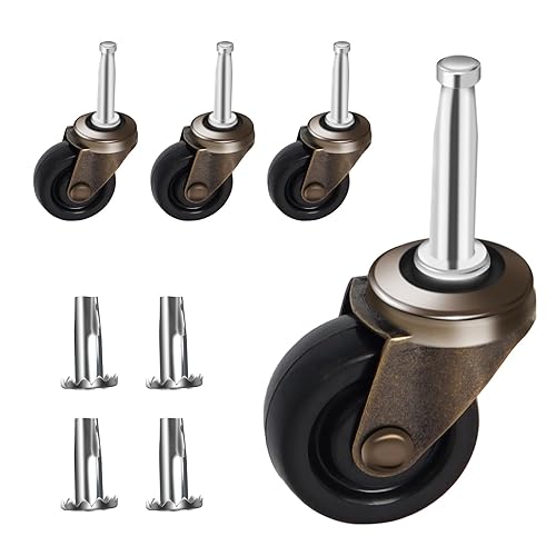 Podoy Ruedas antiguas de 1-58 pulgadas con vástago de repuesto para sillas de muebles, sofás pequeños, oficina, ruedas decorativas para suelo de