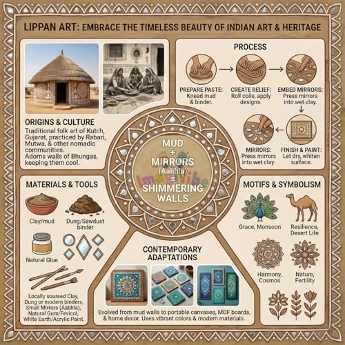 Image of ImagiVibe DIY Lippan Art Kit for Kids and Adults | 2 Pre-Marked 12 Inch MDF Boards with Stand | Indian Folk Art Craft Kit with Clay Mirrors and 6 Non-Toxic Pastel Acrylic Paint Colors | Wall Decor DIY Gift Kit (12inch Pastel Colors)