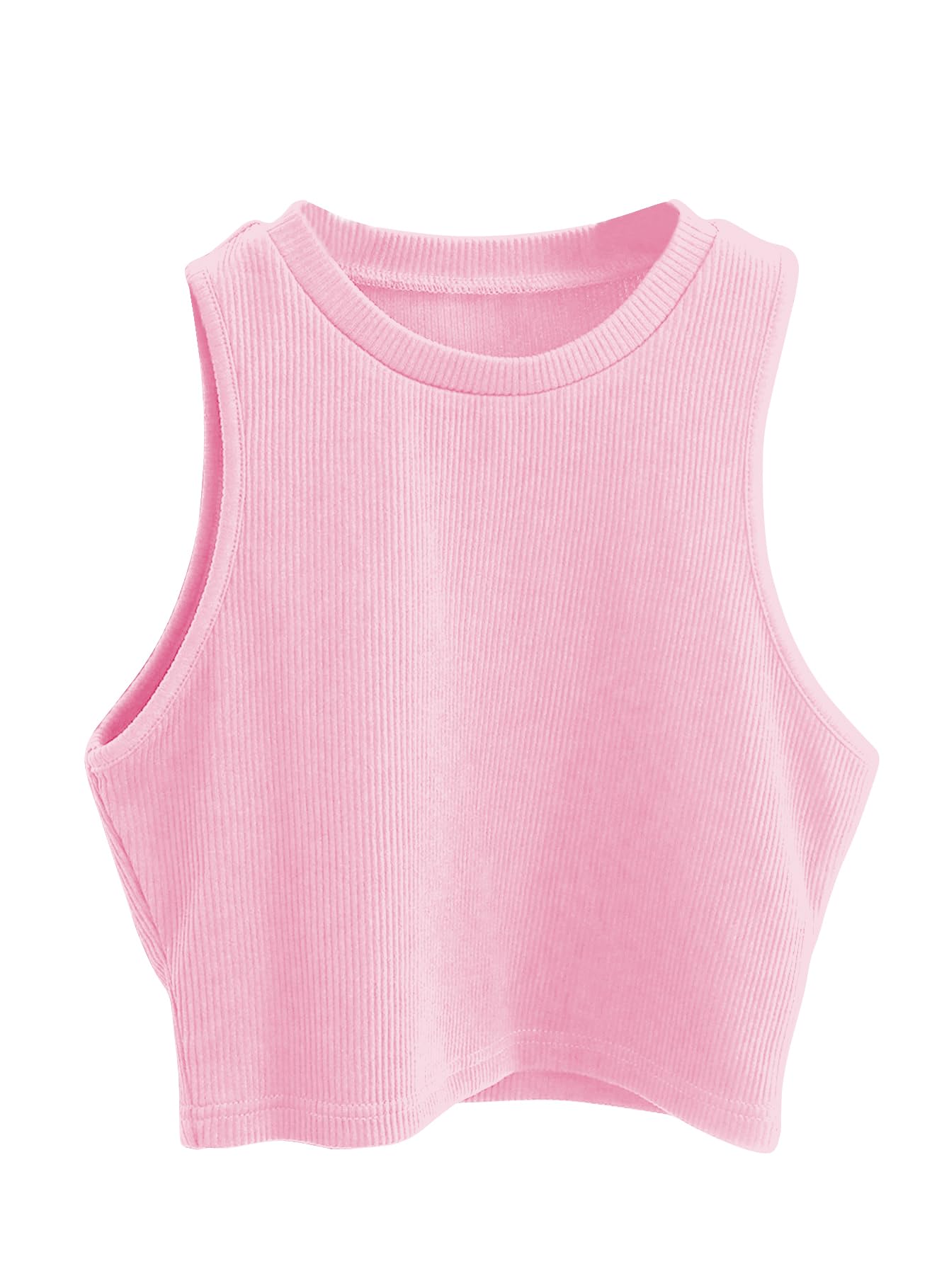 Toochki Women’s Ribbed Crop Tank Top | Stretchy Sleeveless Round Neck Fitted Top for Casual-image-12