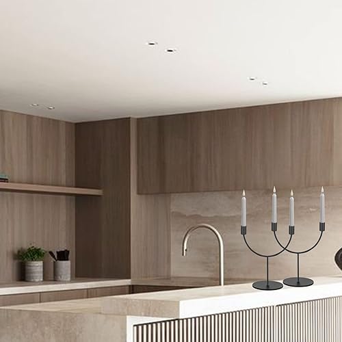 Miniatura 3 de smtyle Portavelas de metal de hierro negro para velas cónicas, juego de 2 con hierro, 0.9 pulgadas de diámetro, ideal para decoración de chimeneas