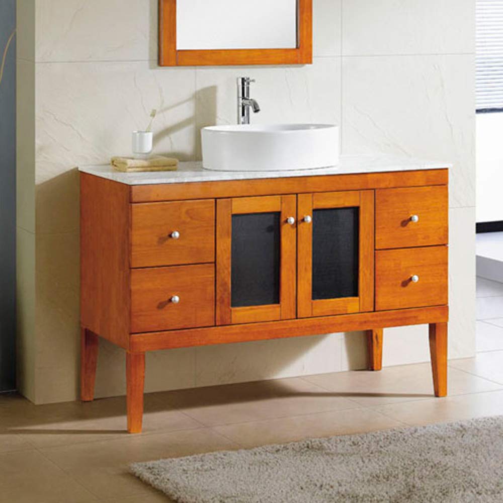 48" Bathroom Vanity Cabinet WhiteQuart Ceramic Sink Faucet FD-Cinnamon
