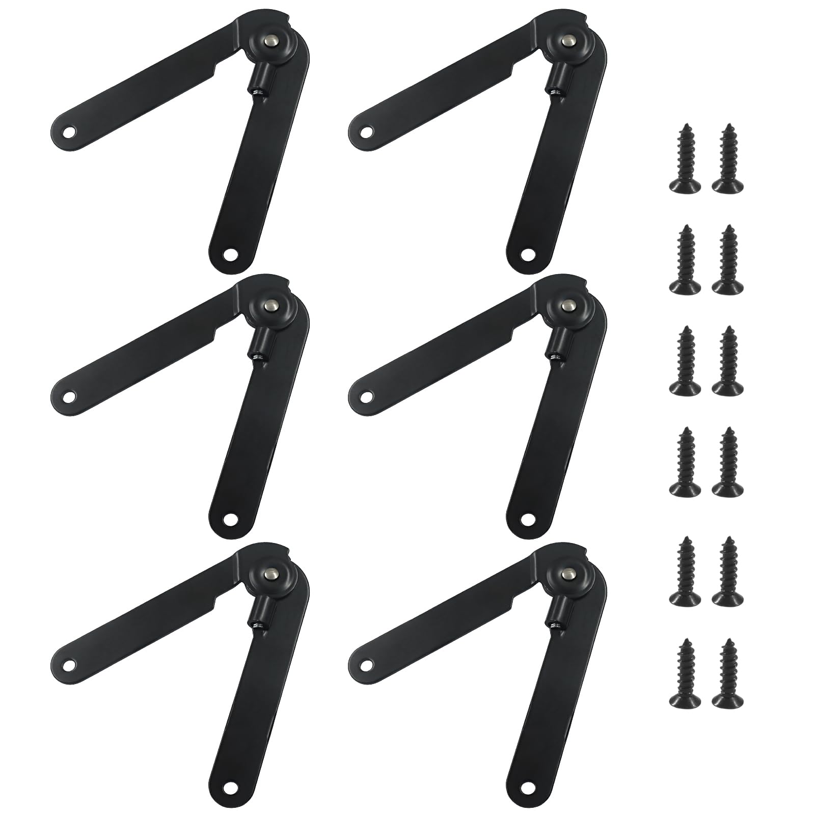 Cjueiom 6 Pcs Lid Support Hinge, Soft Close Hinges with Locking Function, 180° Adjustable Heavy Duty Box Hinges for Toy Chest, Cabinet, Furniture, Storage Trunk, Cupboard, and Jewelry Box