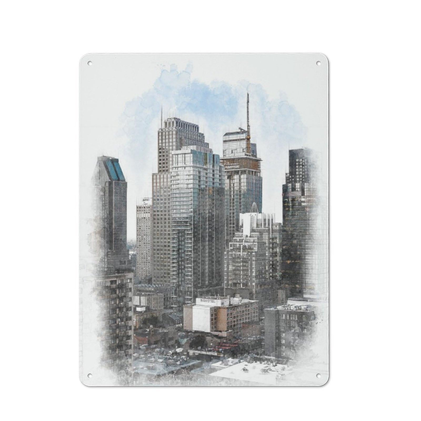 Junmoney Downtown Montreal Canada Rustic Tin Sign 40X30cm For Café Or Restaurant, A Decorative Christmas Gift For Hospitality Interior Collectors
