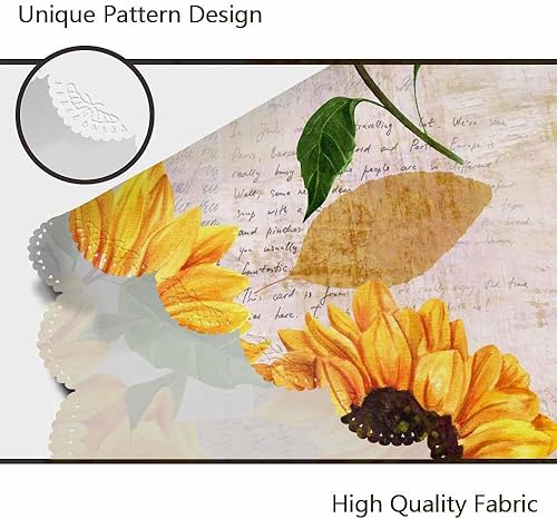 Miniatura 5 de AOYEGO Mantel redondo vintage con diseño de girasoles dorados, 60 pulgadas, letras escritas a mano, romántico, vívido, para comedor, fiesta, banquete