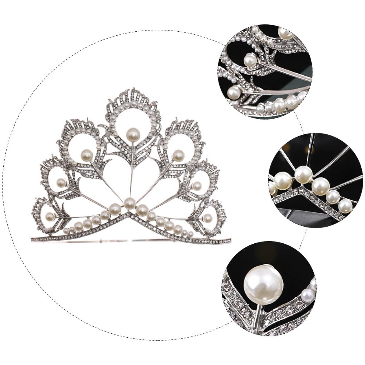 ARTIBETTER Diadema de Perlas de Cristal en Color para Novia, Tocado de Boda Elegante, Accesorio para Pelo de Ceremonias, Fiesta y Eventos Obsequios
