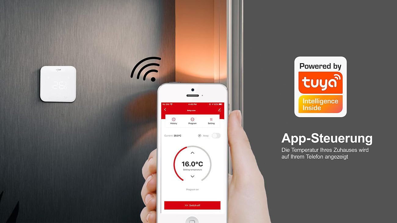 revolt Zubehör zu Raumthermostat Digital: WLAN-Wandthermostat Slave für Fußbodenheizungs-Steuerung FHS-800.app (WLAN-Fußbodenheizung-Thermostat, Heizung Steuerungen/Regelung, Zeitschaltuhr)