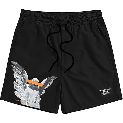 GORGLITTER Men's Designer Graphic Shorts Drawstring Waist Cool Track Gym Workout Shorts