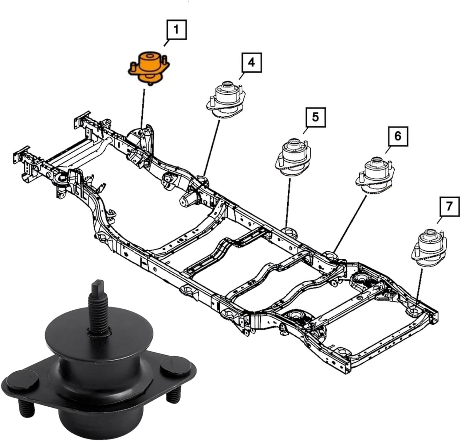 Front Body Hold Down Bushing Insulator Compatible with 2007-2018 Jeep Wrangler JK Replacement Part # 68373080AA (x2) (Front)