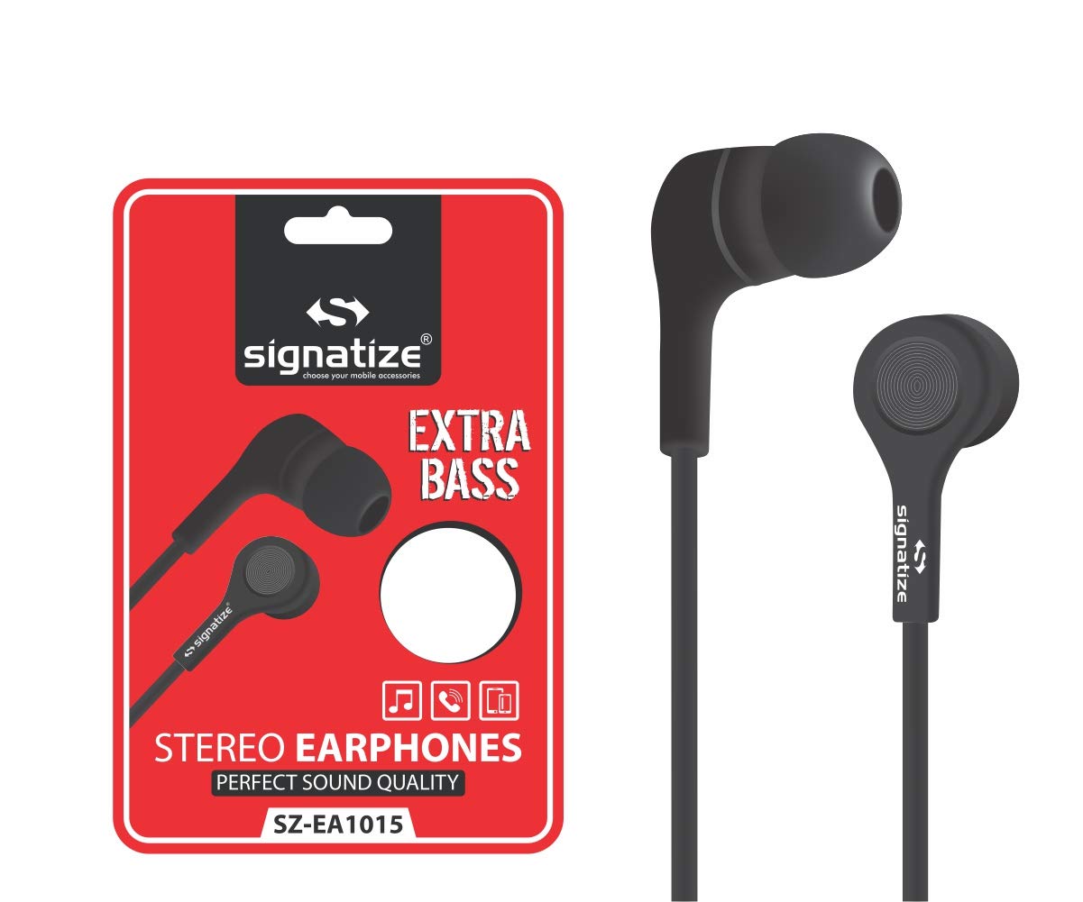 Signatize Stereo Earphone with Extra Bass, Bright Treble, Comfortable fit, in-line mic, Dual Tone Secure Braided Cable & 3.5mm Angled Jack Wired Earphones EA1015