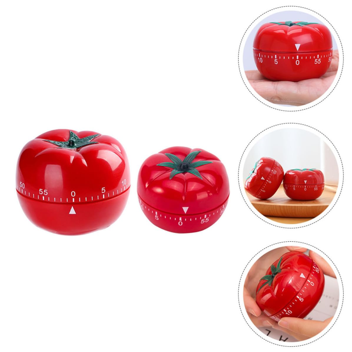 UKCOCO Mechanischer Küchentimer Praktischer Küchentimer in Tomatenform 2 Stück aus Pp Batterie mit Alarm für Präzise Garzeit Beim Kochen