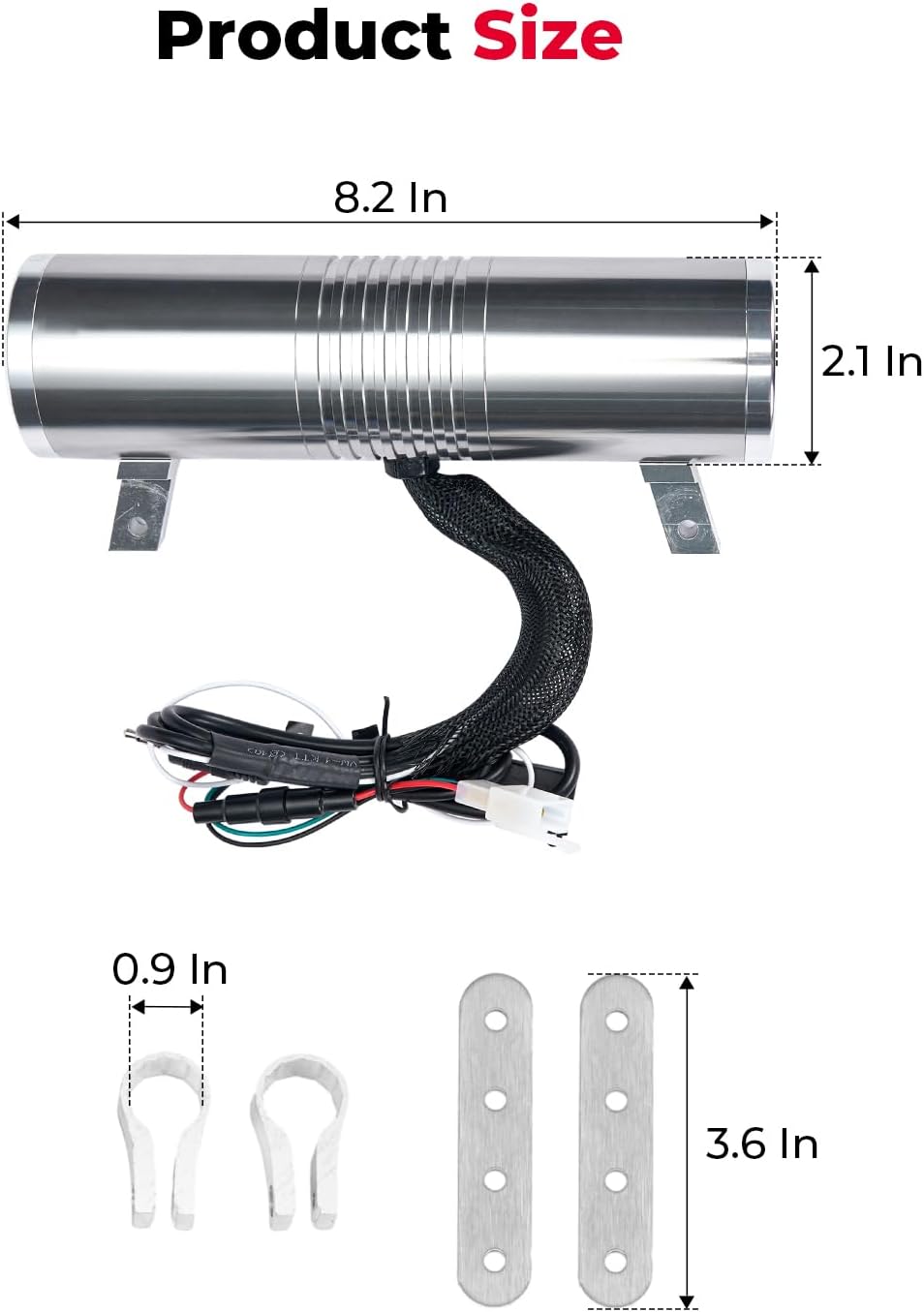 KEMIMOTO Motorcycle Speaker, ATV Motorcycle Stereo Speaker, Waterproof Motorcycle Radio Sound Bar 0.7-1 in, 60 Watts Max Built-in Amplifier, AUX in, USB, Bluetooth-Compatible, FM Radio, Silver