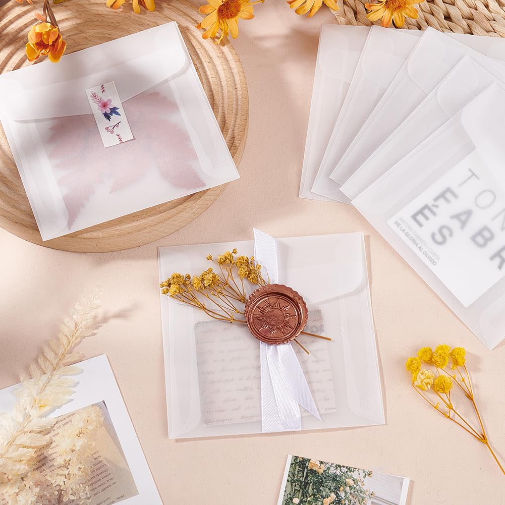 Glassine Bags 50pcs Glassine Envelopes 4.7x4.7'' White Translucent Paper Envelopes  Vellum Square Clear Envelopes For Weddings Invitations Craft Photos  Graduation Lottery Tickets Wedding Invite Sleeve, image size:1001x1001