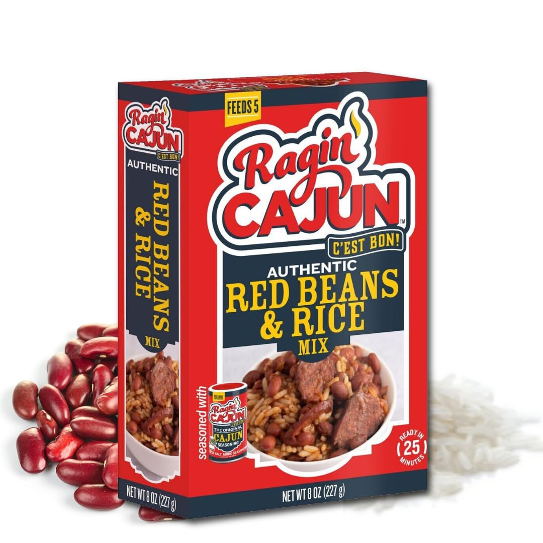 Ragin Cajun Red Beans and Rice 8oz (Pack of 1) - Easy, Authentic, and Delicious - No MSG Added - Seasoned for Authentic Flavor - Innovative and Delicious