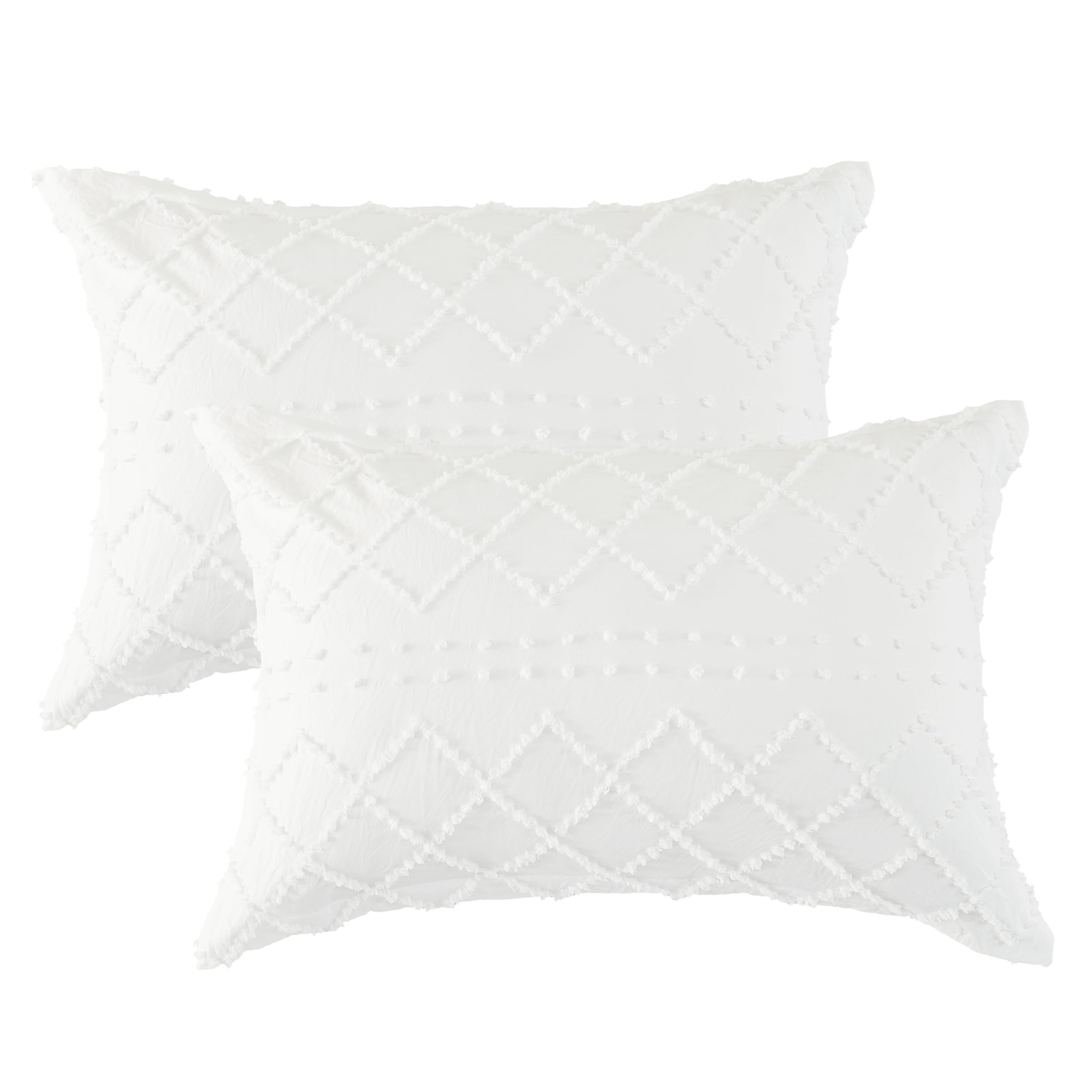 Bedsure King Pillow Shams 2 Pack, Decorative Boho Pillow Shams with Envelope Closure, Ultra Soft and Breathable King Size Pillow Cases for Bed Pillows, White, 20x36 Inches