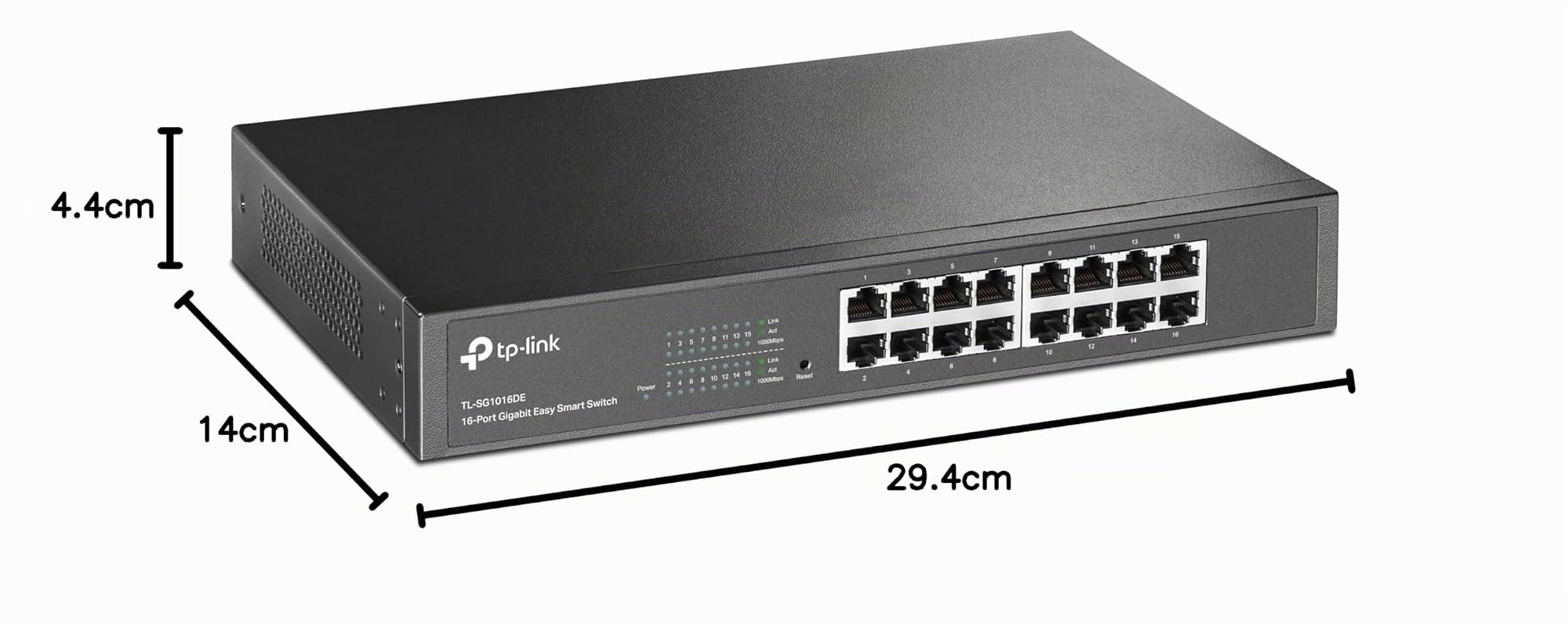 TP-Link 16-Port Desktop Gigabit Easy-Smart Ethernet Switch, Steel Case, 13-inch Rack-Mount(TL-SG1016DE)