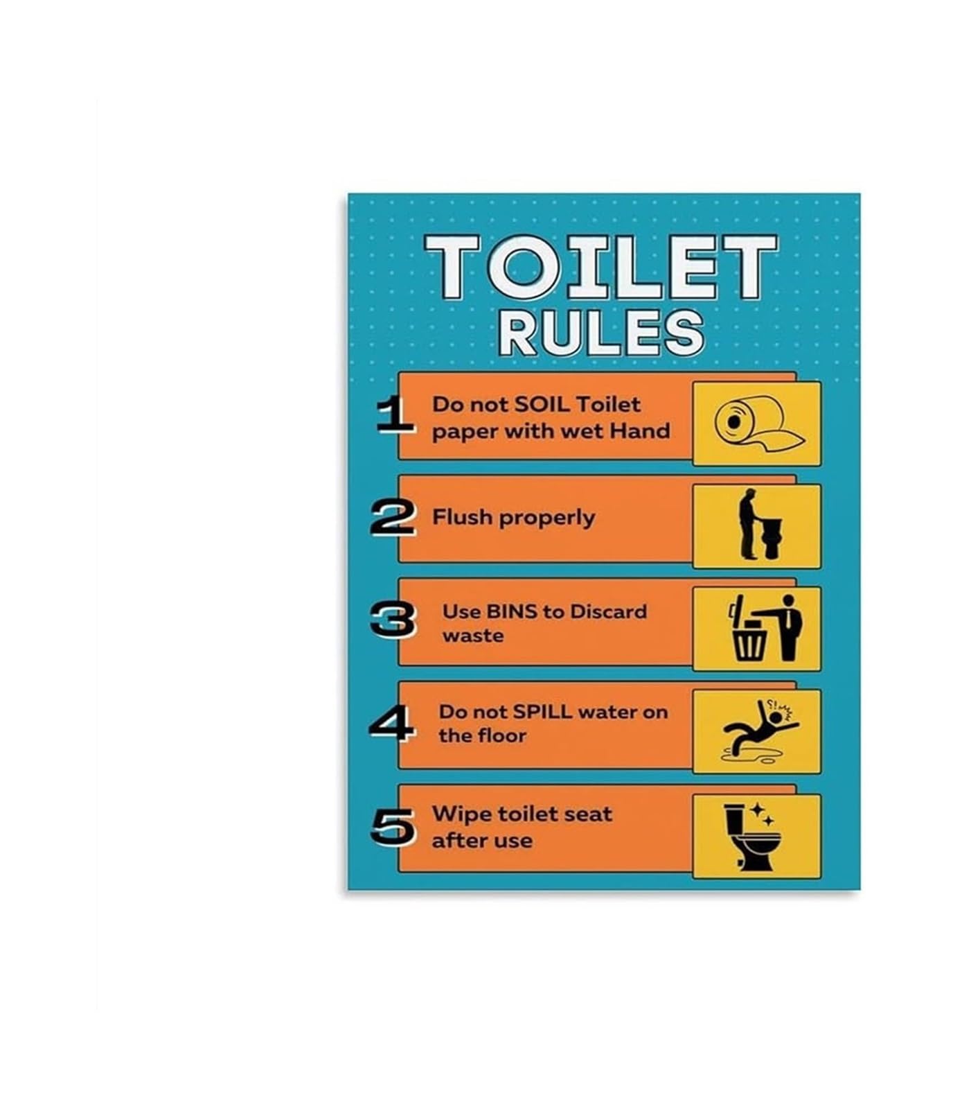 WVPJJNXAFN Funny Office Bathroom - Toilet Etiquette and Restroom Rules Wall-Art Sign for Workplace Decor(Unframed,16x24inch(40x60cm))