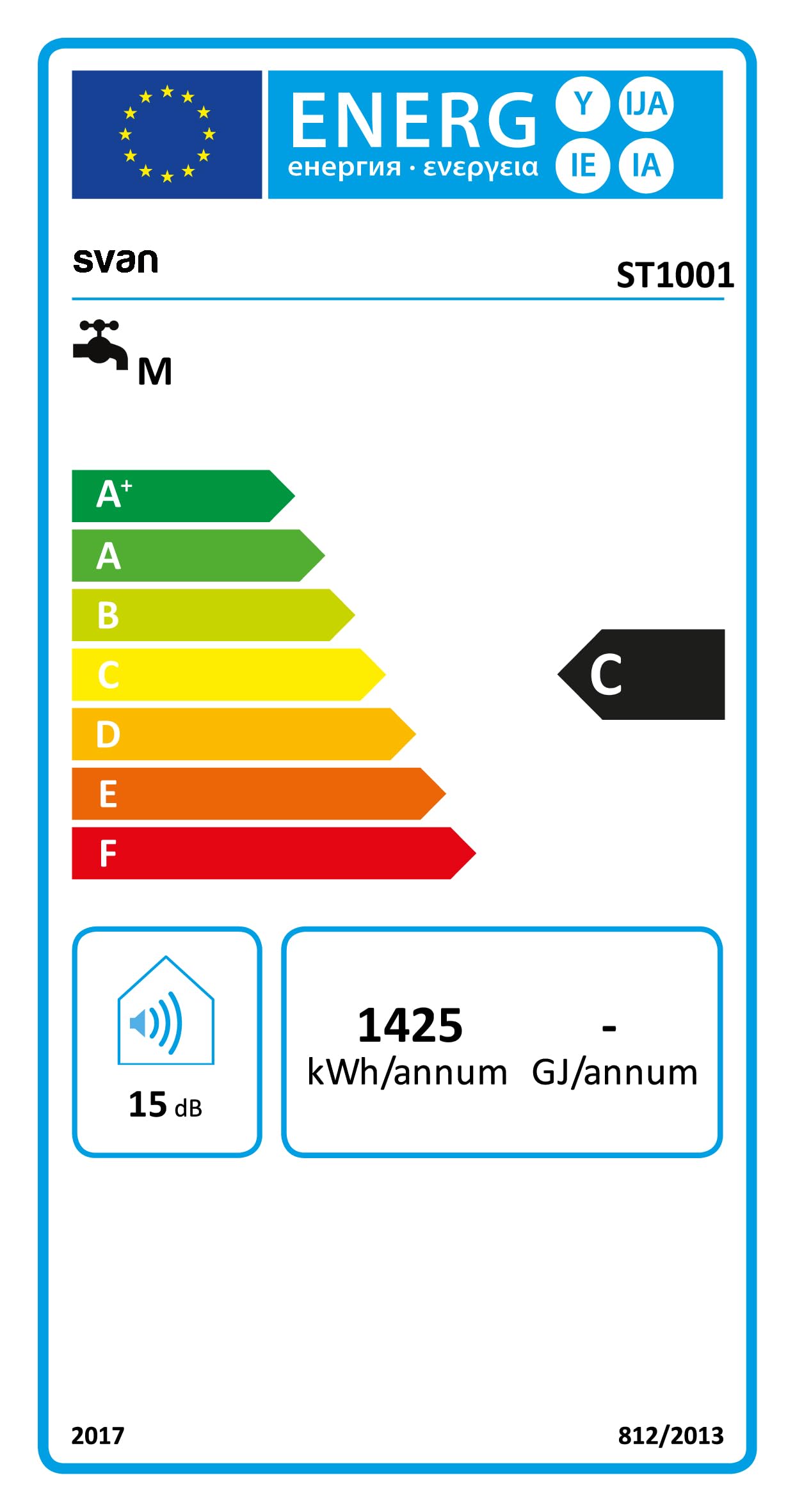 Svan Termo Eléctrico Vertical 100 Litros ST1001. Instalación Vertical, 1500W, Incluye Kit de Montaje, Resistencia de Acero inoxidable, Blanco, Eficiencia Energética Clase C