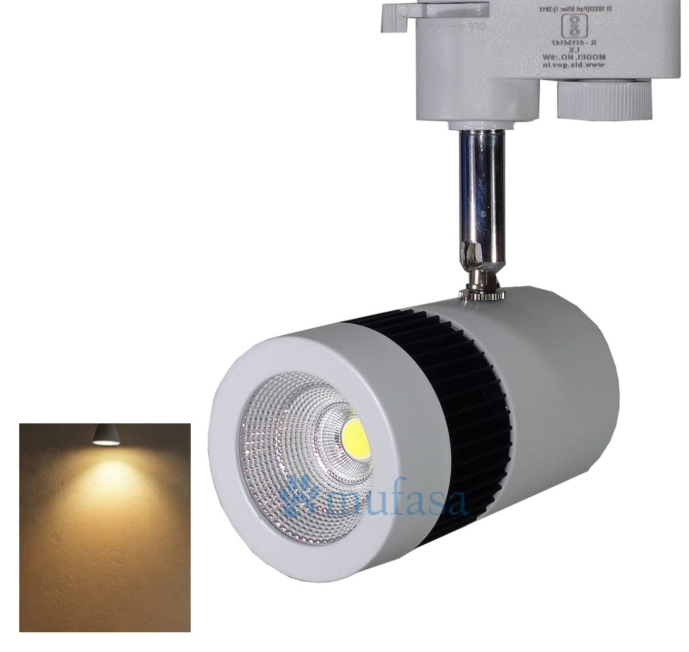 Mufasa 9 Watts White Body LED Track Light Spot Light/Focus Light | Track Rail NOT Included | Aluminum Body (Warm White)