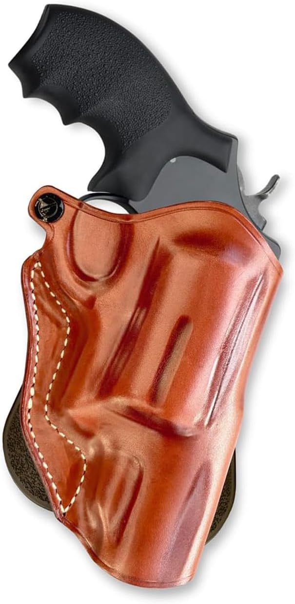 Masc Premium Leather OWB Paddle Holster with Open Top Fits Governor .410/45LC 2.75inch, Right Hand Draw Brown Color #1127#