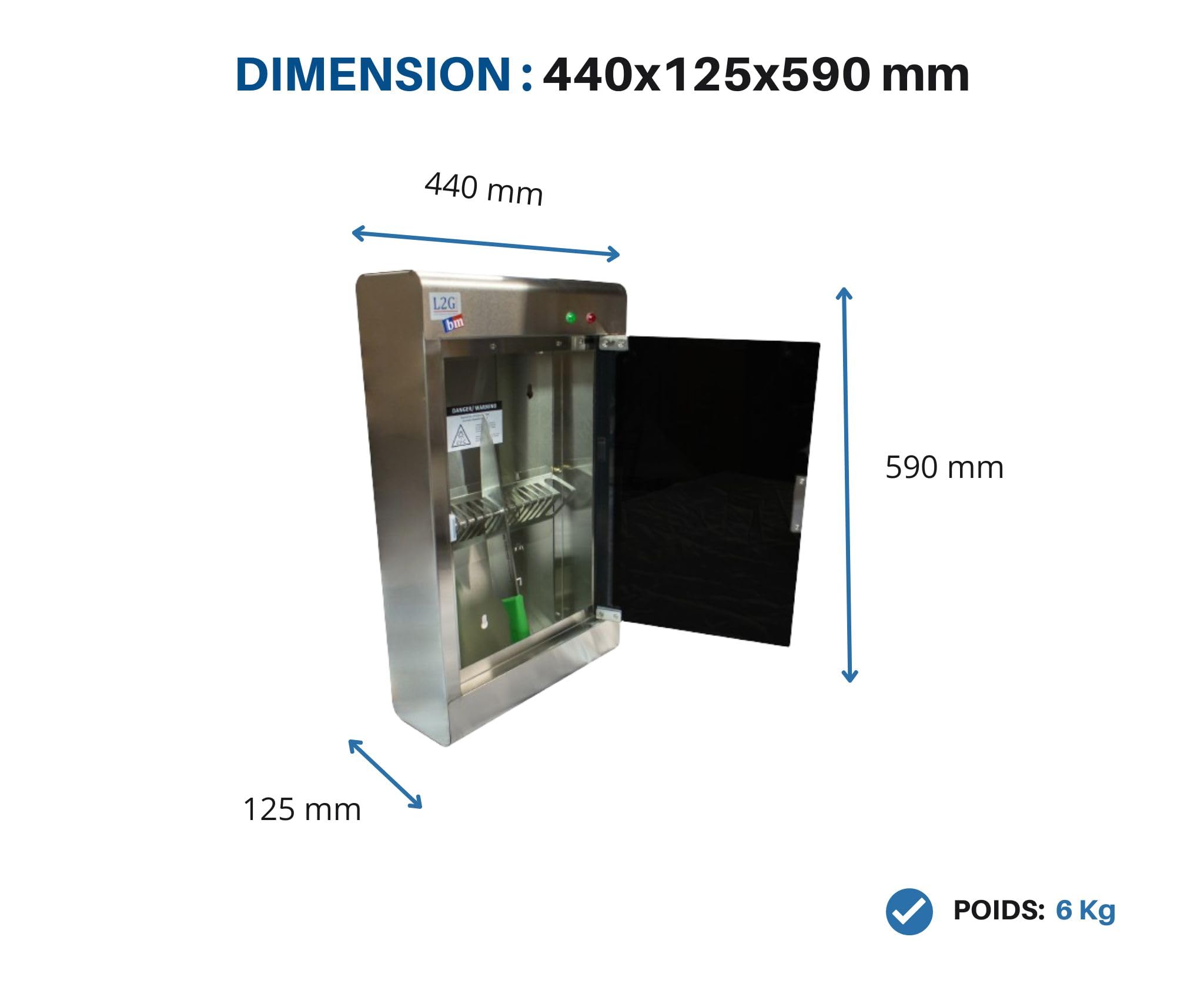 L2G- Armoire INOX de sterilisation avec panie - Stockage 20 Couteaux