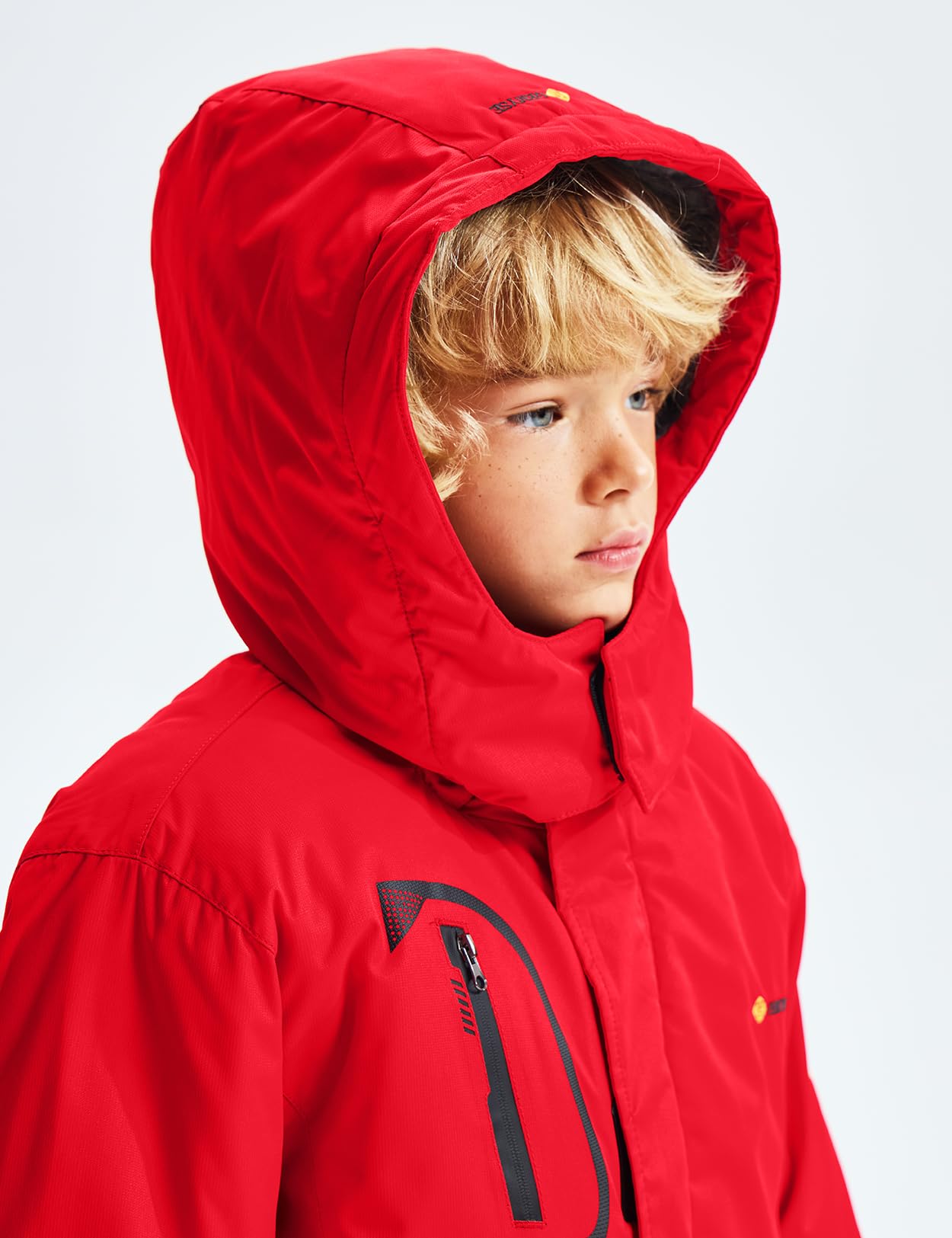GEMYSE Veste de Ski Imperméable de Montagne pour Garçon Manteau d'hiver Extérieur en Polaire Coupe-Vent avec Capuche