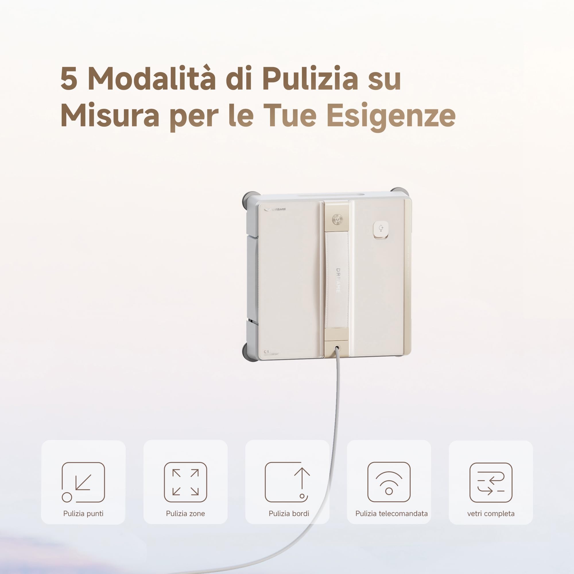 DREAME C1 Robot Lavavetri Intelligente, Aspirazione 5500Pa, Protezione Totale, Pulizia Angoli CornerClean, Doppio Spruzzo, Lavaggio Umido Profondo, Copertura Completa Superfici