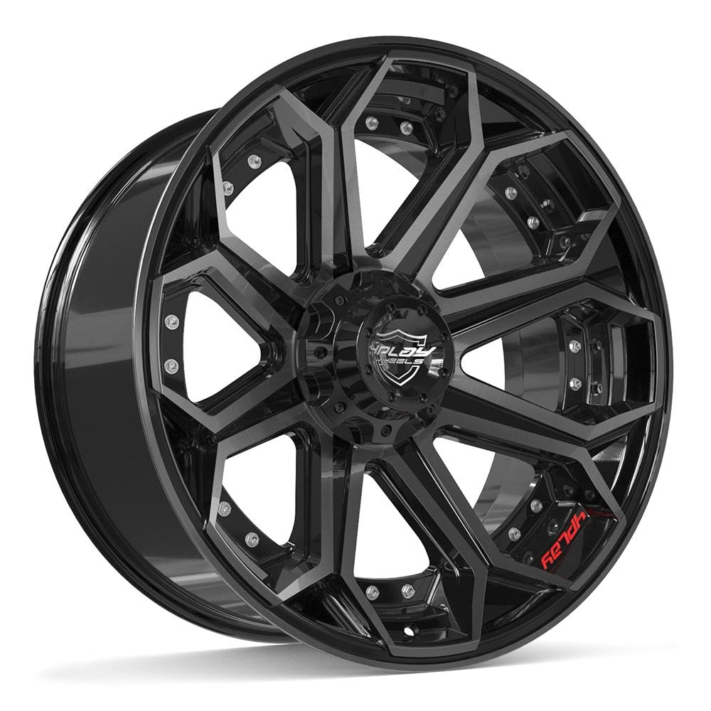 4PLAY Wheels 22 inch Rim Fits 6x135 + 6x139.7 Silverado Suburban Tahoe Expedition F150 Raptor 4P80R 22x10 Brushed Black Wheels