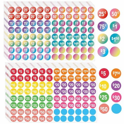 2304 Pcs Yard Sale Price Stickers,14 Types Pre-Printed Price Tags,Garage Sale Price Sticker for Garage Sale...