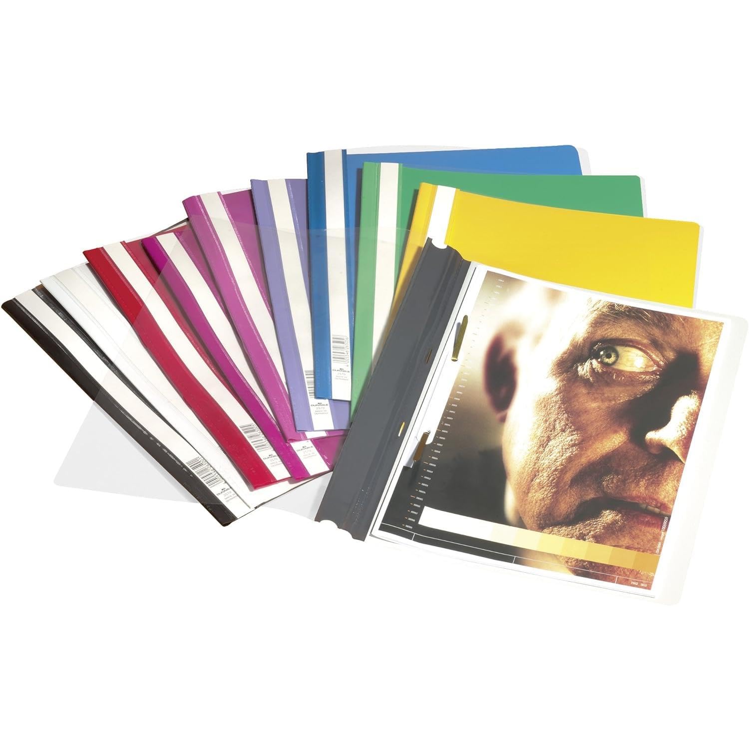 Durable 257004 Skoroszyt A4 (z przezroczystą okładką, z PVC), opak. 50 sztuk, kolor żółty.