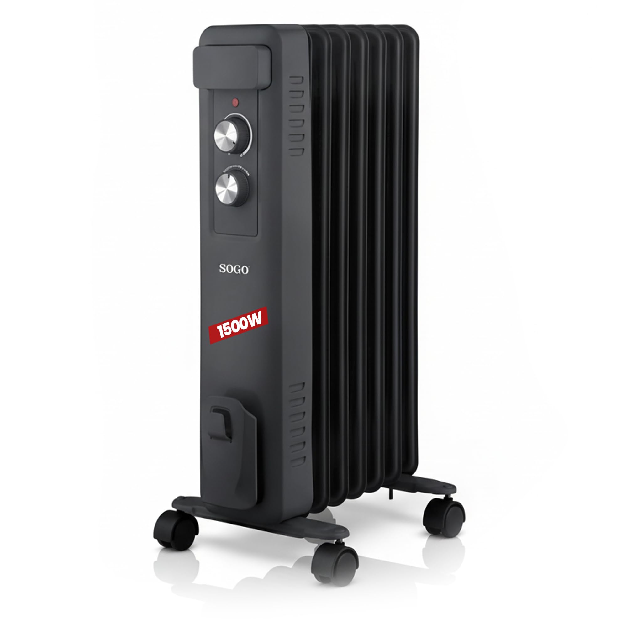 Sogo RADIADOR para hogar Estufa de Aceite de alta eficacia 7 ELEMENTOS – 1500W Negro, con ruedas (SS-18455)