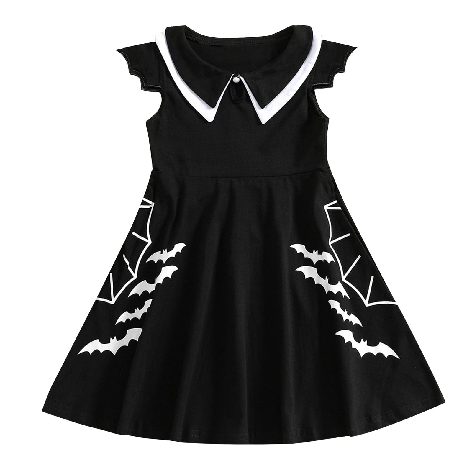 LOIJMK Mariquita Niñas Niños Niñas Sin Mangas Dibujos Animados Estampados Cospalay Halloween Vestidos Niños Princesa Vestido Niños Plata
