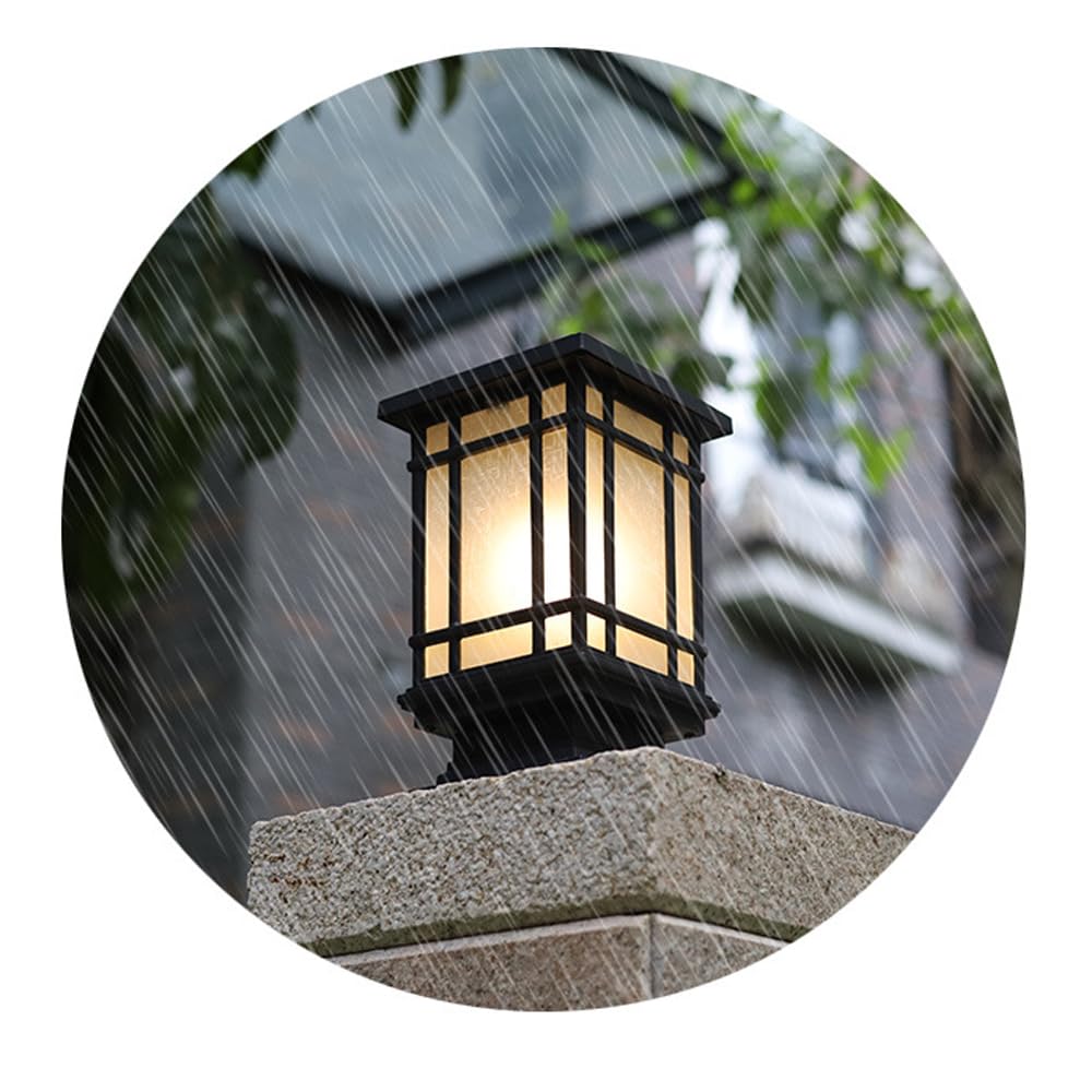 Solarna lampa słupkowa, wodoodporna lampa zewnętrzna z podstawą E27, aluminiowa obudowa do ogrodu, tarasu, ogrodzenia, bramy i oświetlenia słupka krajobrazowego