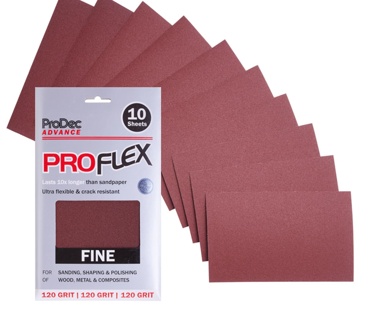 ProDec Advance Proflex Carta Abrasiva Ossido di Alluminio Grana 120 230x140 mm 10 Fogli