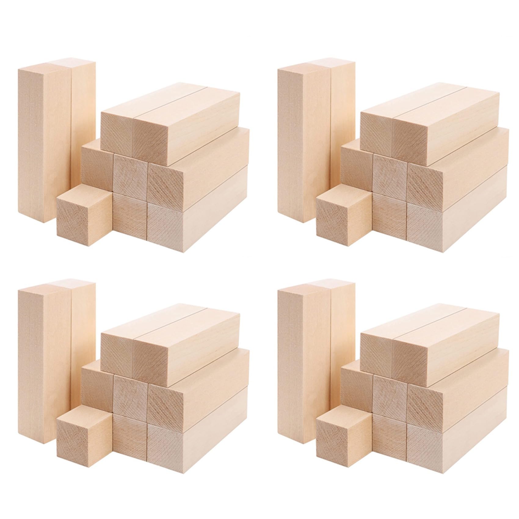 Jnchdghwa Picture Color Large Carving Wood Blocks (40 Pack) 4 X 1 X 1 Inches Unfinished Basswood Project Craft Kit Diy Hobby Set For Beginners
