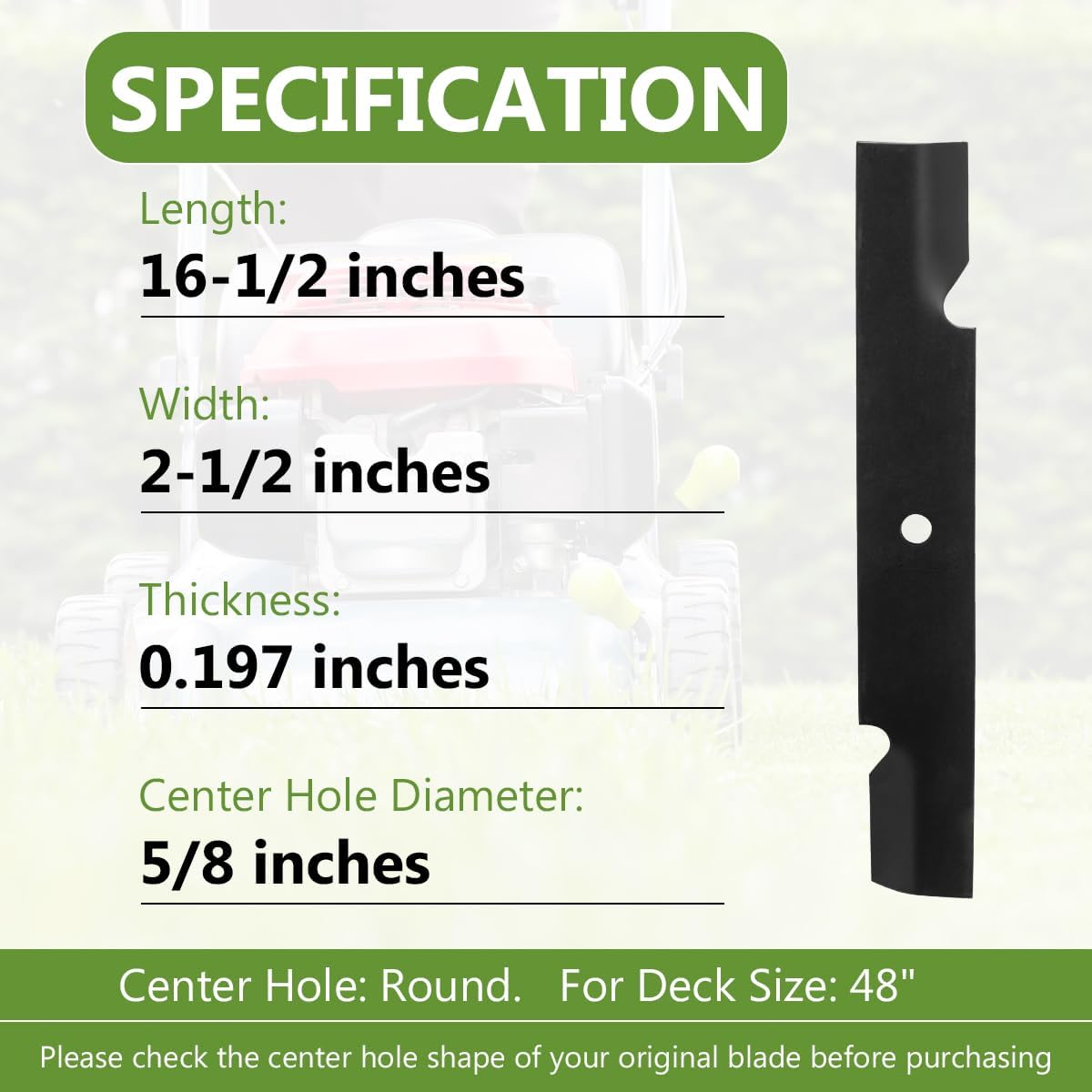 482877 High Lift Blades Set Replaces Scag 48110 481706 482461 483316 Snapper 7075771 7075771BZYP Lesco 21871 50111 Hustler 601123, Compatible with CZT19480KWV CZT19481KWV 48" Deck (3PACK)