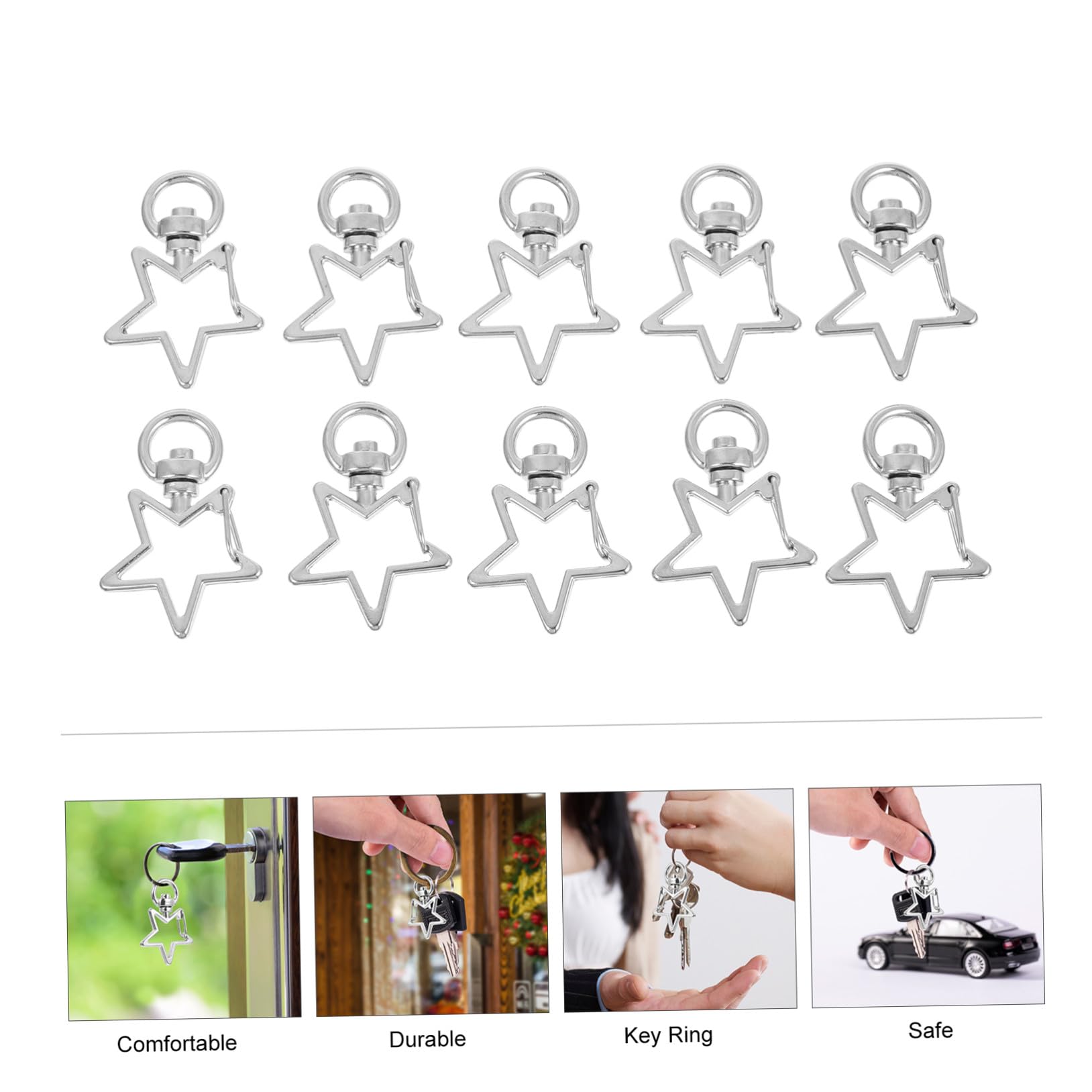 Mipcase Mosquetones de Aleación de Estrella Plateados con Cierre Giratorio 360° 40 Piezas Fáciles de Usar para Decoración de Bolsos y Llaveros
