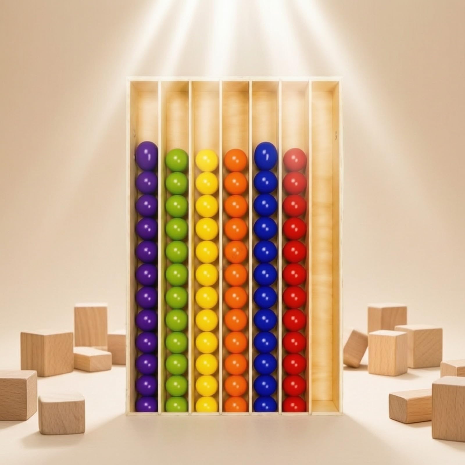 Harilla Gioco in Legno di Abbinamento Colori Resistente Tavola in Legno con Scomparti e Perline Rigiocabile Giocattolo per Bambini di 4-6 Anni, Sale Giochi