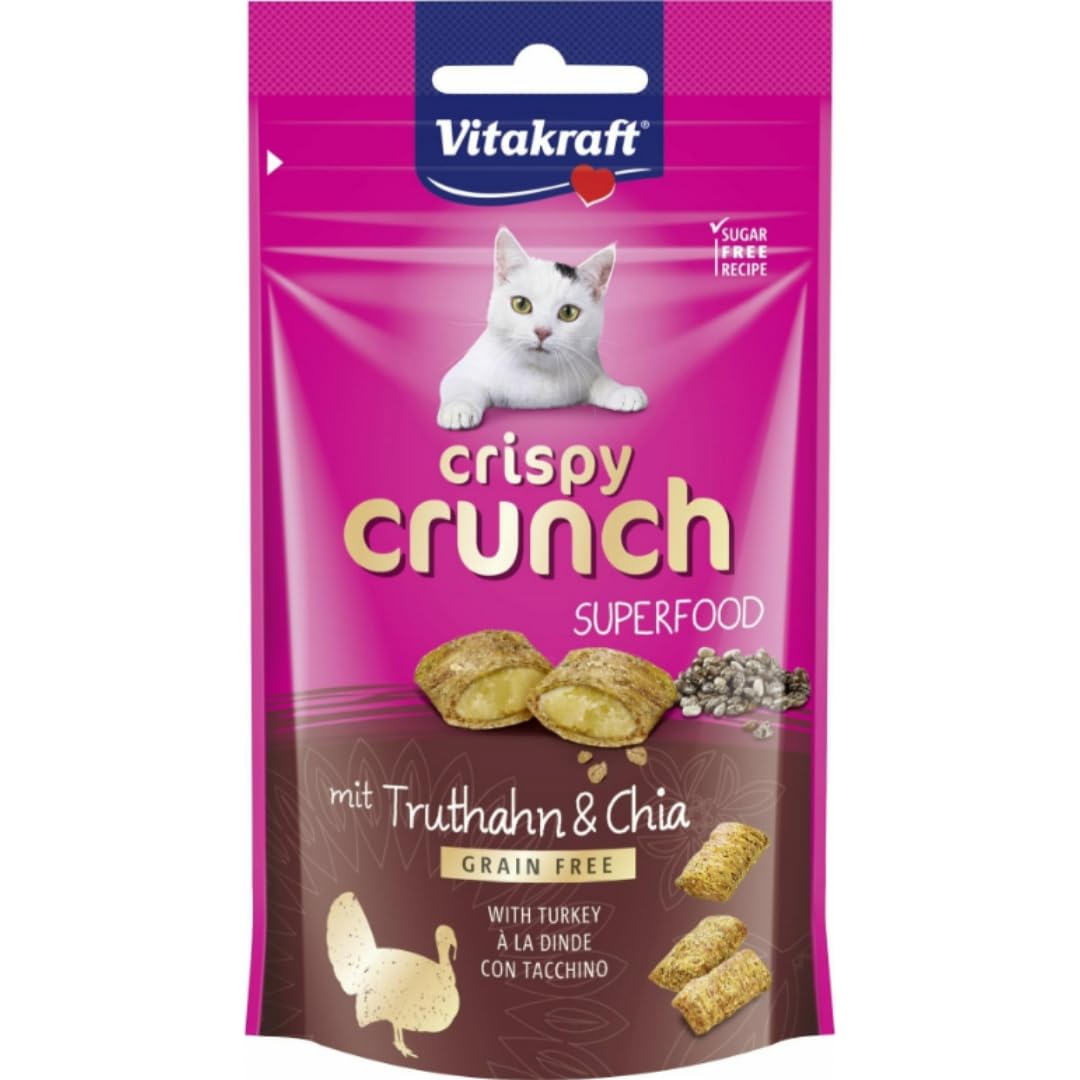 Mit Pufai Grocery, Crunch mit Truthahn & Chia Katzensnacks Snackfutter für Haustiere 60 Gramm x 12 STÜCK