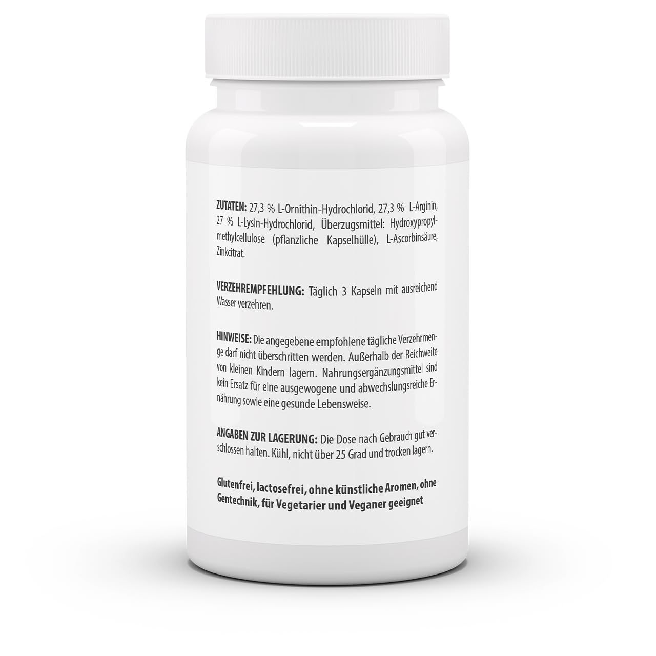 3er Pack Vita World Arginin-Ornithin-Lysin Plus C + Zink 3 x 60 Kapseln Vegan Apotheken Herstellung